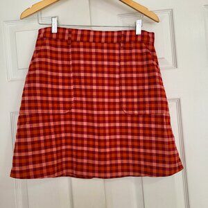 Red / Orange Check Mini Skirt w/ pockets!